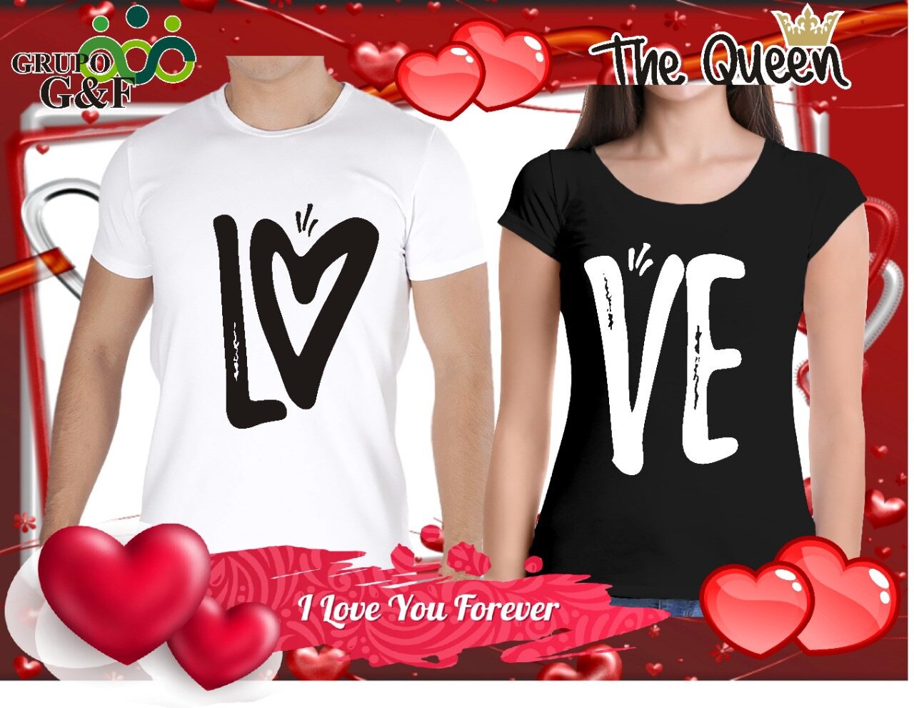 Polo de parejas estampado de Love